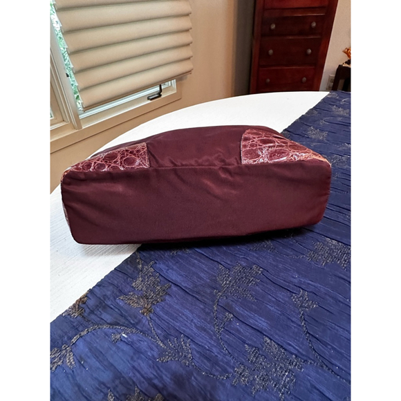 Prada Burgundy Medium Tote Bag w/Crocodile Embossed Leather - Picture 8 of 10